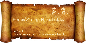 Porpáczy Nikoletta névjegykártya