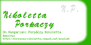 nikoletta porpaczy business card